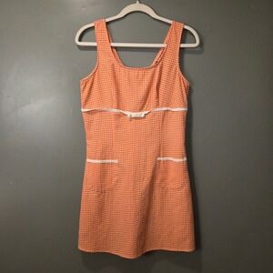 Vintage IZ California Gingham Sleeveless Mini Dress Juniors Size 9 Orange White